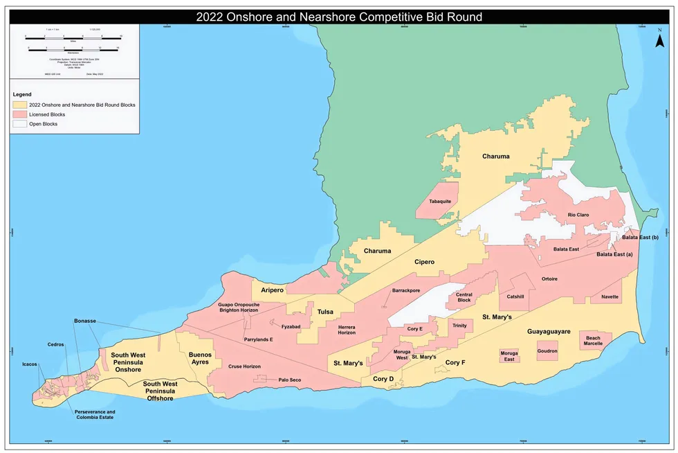 Acreage: exploration blocks on offer at Trinidad & Tobago’s 2022 onshore and nearshore competitive bid round