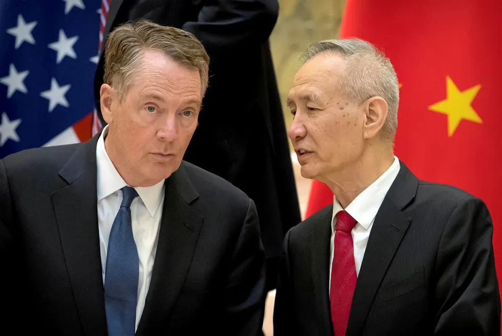 Talks: US trade representative Robert Lighthizer, left, and Chinese Vice Premier Liu He