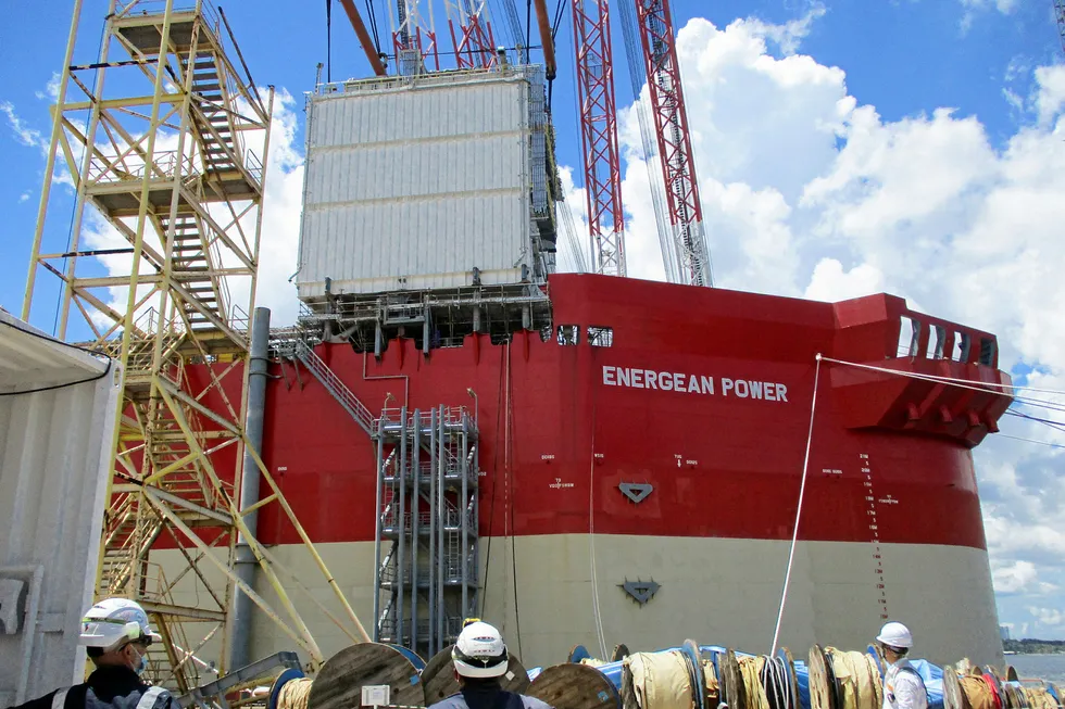 Workforce: Energean Power FPSO under construction at Sembcorp's Admiralty Yard in Singapore