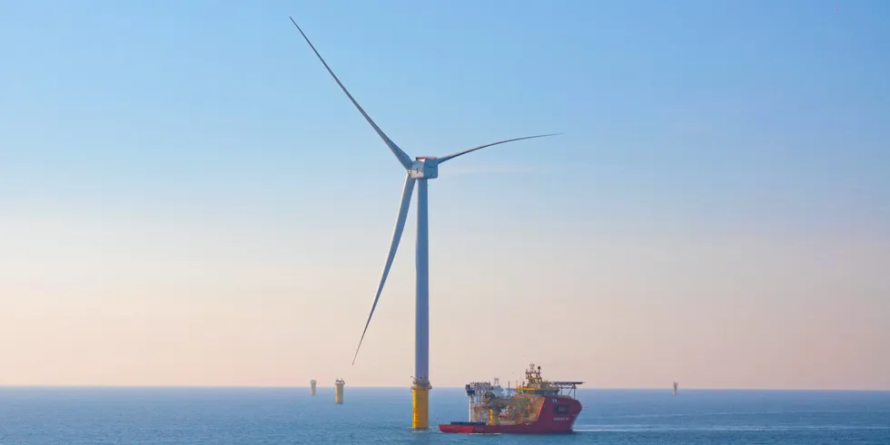 A Haliade-X turbine at Dogger Bank off the UK.