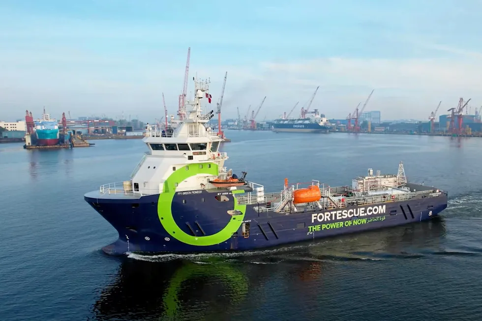 Fortescue's Green Pioneer vessel, the first in the world to use ammonia as a marine fuel.