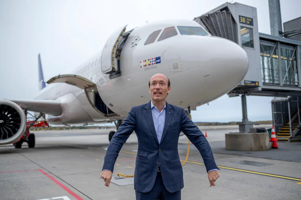 SAS' nye toppsjef, nederlandske Anko van der Werff, avbildet på Oslo lufthavn Gardermoen i oktober.