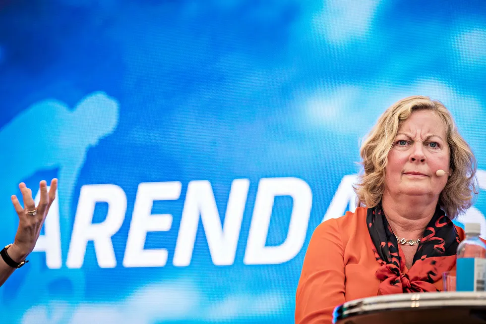 Konserndirektør Berit Svendsen i Telenor på en paneldebatt under Arendalsuka.