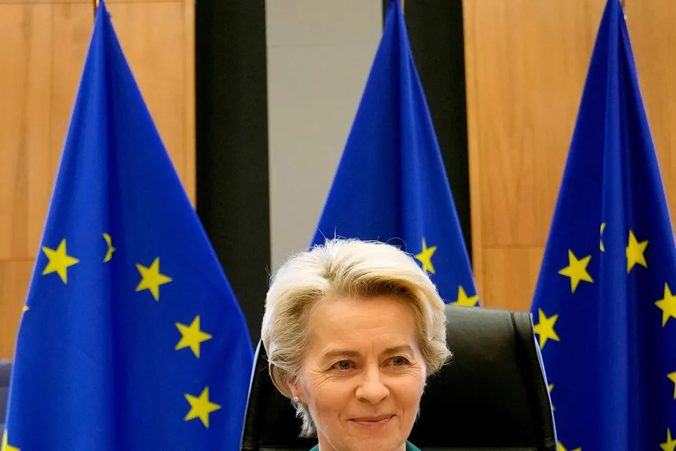 Announcement: European Commission President Ursula von der Leyen at the EU College of Commissioners meeting in Brussels on Thursday, where the Critical Raw Materials Act was discussed.