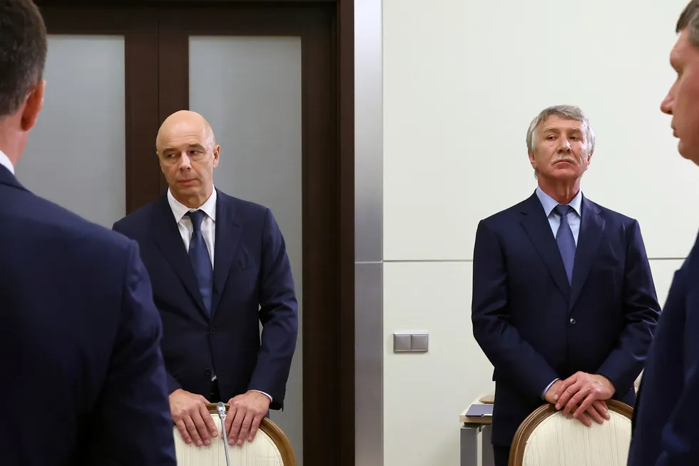 Joy and disappointment: Russian Finance Minister Anton Siluanov (left) and Novatek executive chairman Leonid Mikhelson (right) wait to attend a meeting with Russian President Vladimir Putin on the implementation of the Murmansk LNG project in September 2023.