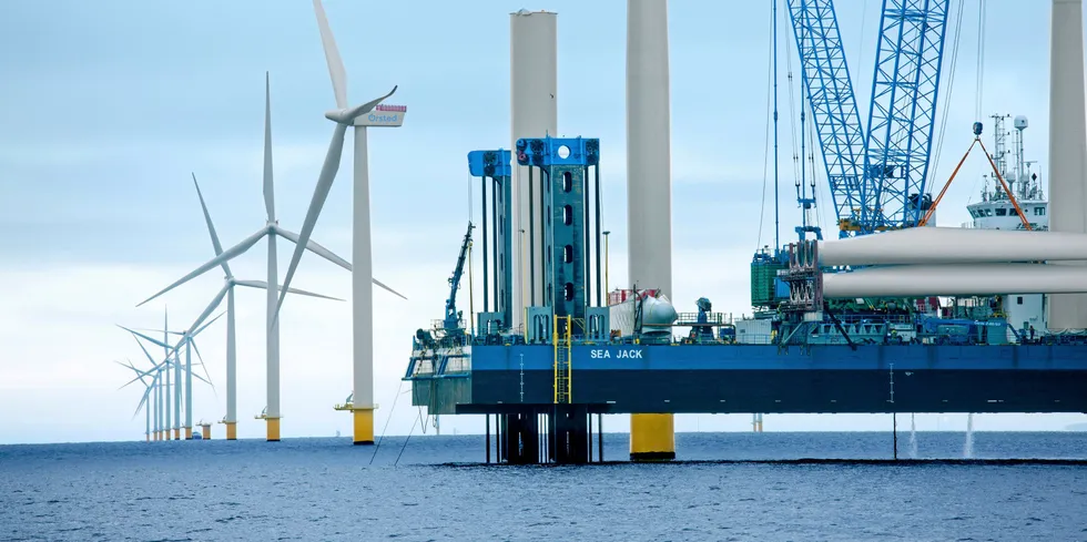 Anholt offshore wind farm during construction