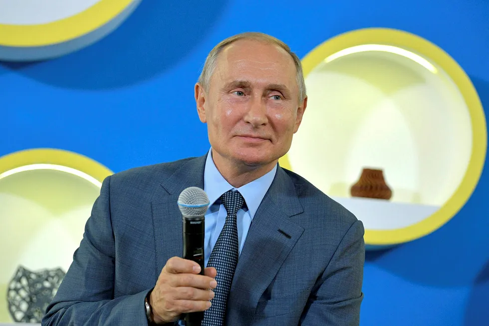 Russlands president Vladimir Putin deltok lørdag på et arrangement i Sotsji i forbindelse med startet på skoleåret.