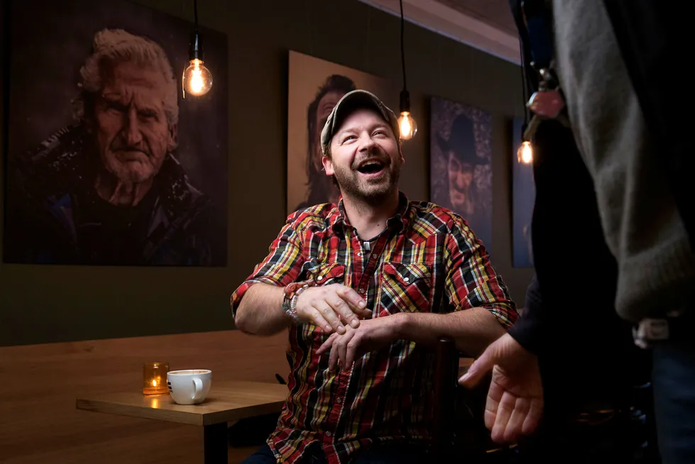 Petter Nyquist på kaffebaren =Kaffe i forbindelse med tv-serien «Petter uteligger: En ny sjanse». Foto: Lars Myhren Holand/TV2