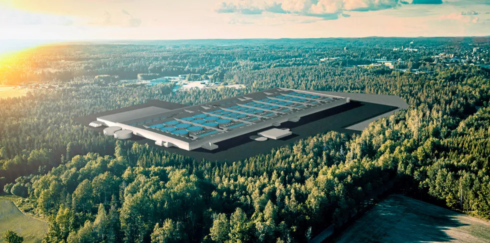 Sweden-based Re:Ocean's land-based salmon farm concept. The project is backed by Axfood, Coop, and ICA -- three of Sweden's largest retailers.