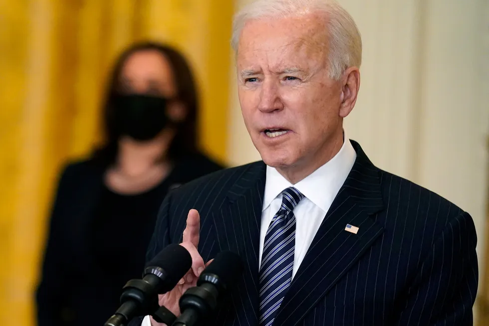 Warning: US President Joe Biden speaks from the East Room of the White House in Washington on 18 March