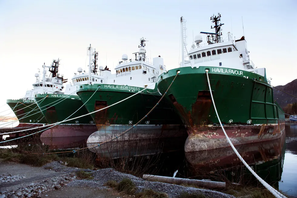 I 2016 lå en rekke skip fra Havila i opplag på Moltustranda på Søre Sunnmøre. I år er offshorerederiet en av vinnerne på Børsen.