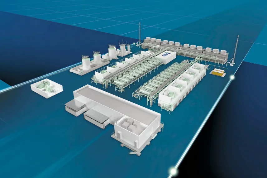 A rendering of Rely's Clear100+ green hydrogen system.