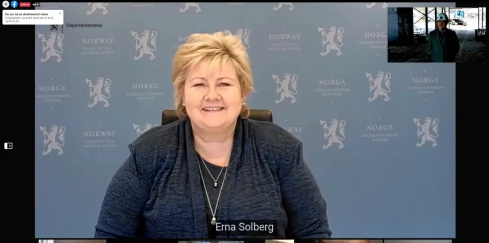 Statsminister Erna Solberg leder Stim-konferanse.