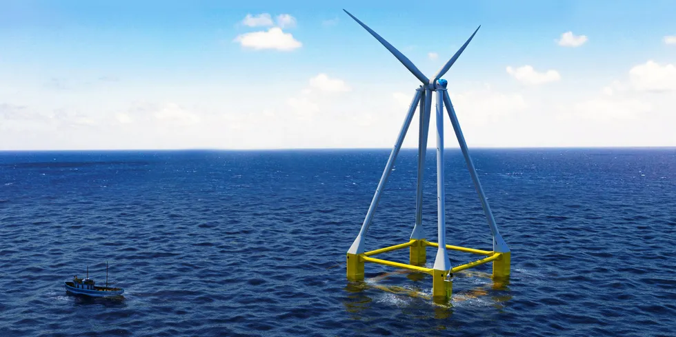 Image of Eolink's floating turbine with pyramidal concept