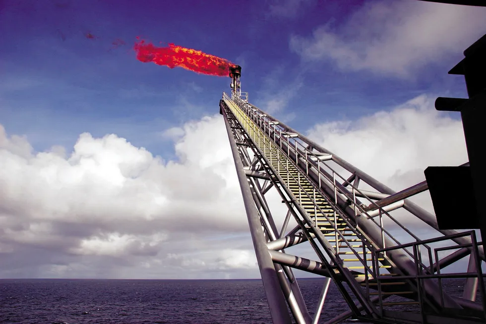 Pipeline connection: flaring at the Yolla platform in the Bass Strait off Australia