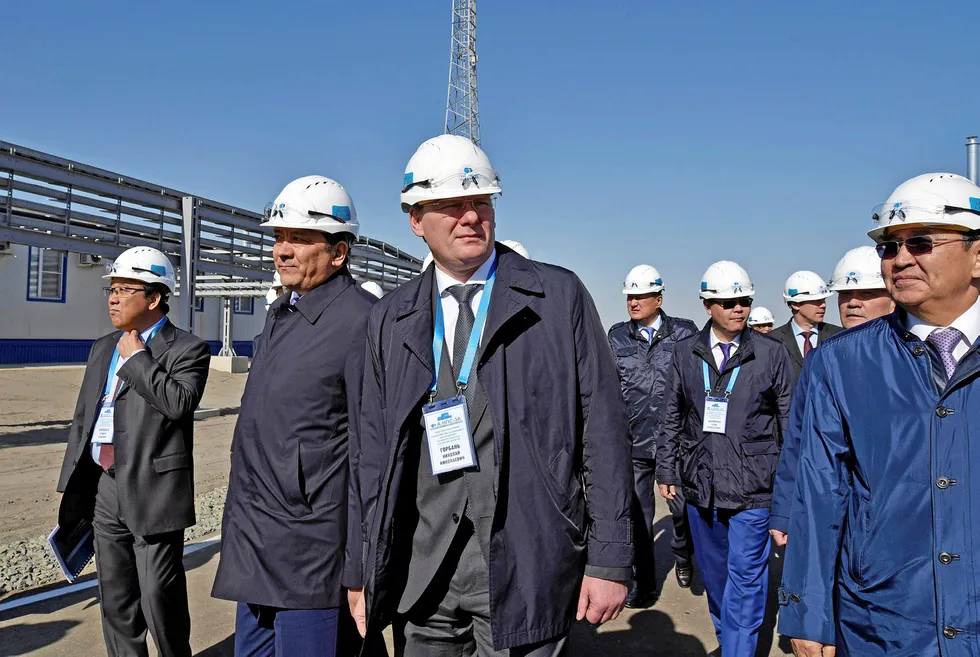 Milestones: CPC executive director Nikolay Gorban (centre) at an earlier ceremony at a new pumping station near Atyrau, in Kazakhstan
