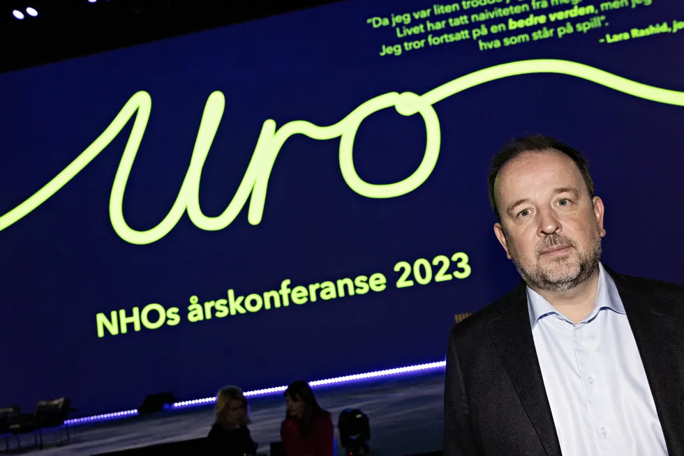 DNs politiske redaktør Frithjof Jacobsen på NHO konferansen 2023.