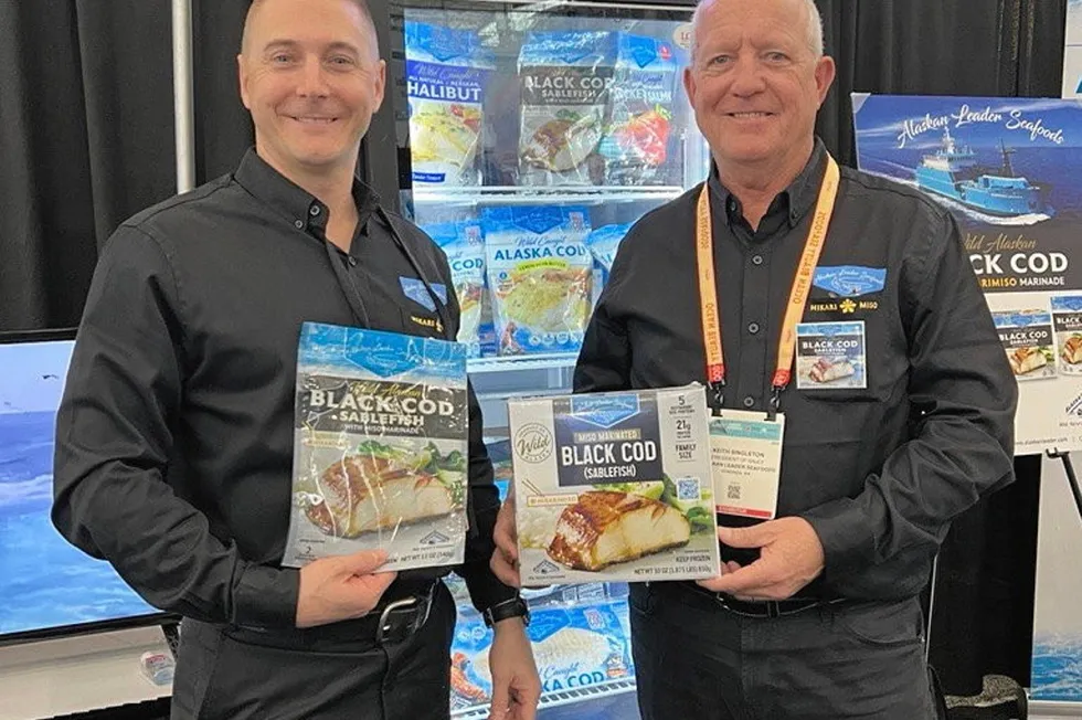 From left to right: Scott Sandvig, vice president of Alaskan Leader's value-added division; Keith Singleton, president of value-added division for Alaskan Leader Seafoods.