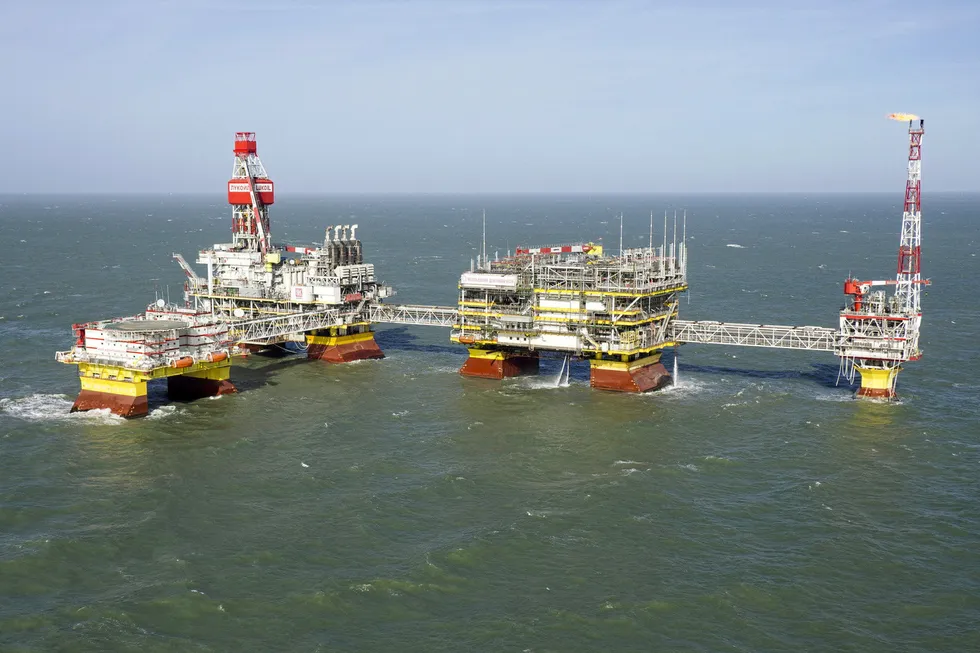 Steady progress: oil and gas production facilities at the Filanovskogo field in the Russian sector of the Caspian Sea that is operated by Lukoil