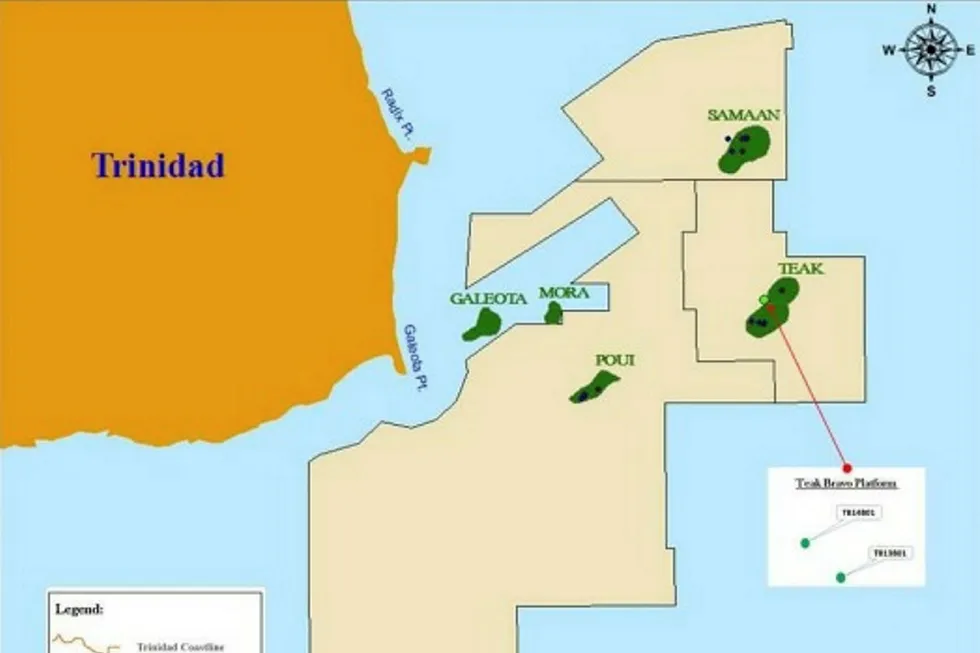 Fire: Map shows location of Teak, Samaan and Poui (TSP) cluster offshore Trinidad and Tobago