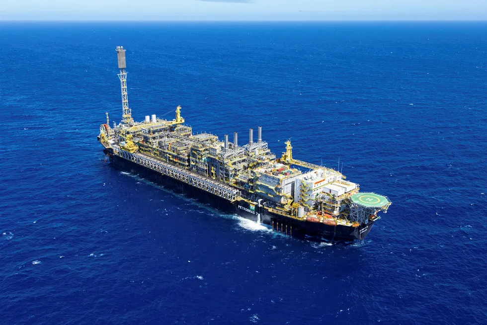 Output under way: the Petrobras P-74 FPSO, the first unit to produce from the Buzios field in the Santos basin off Brazil
