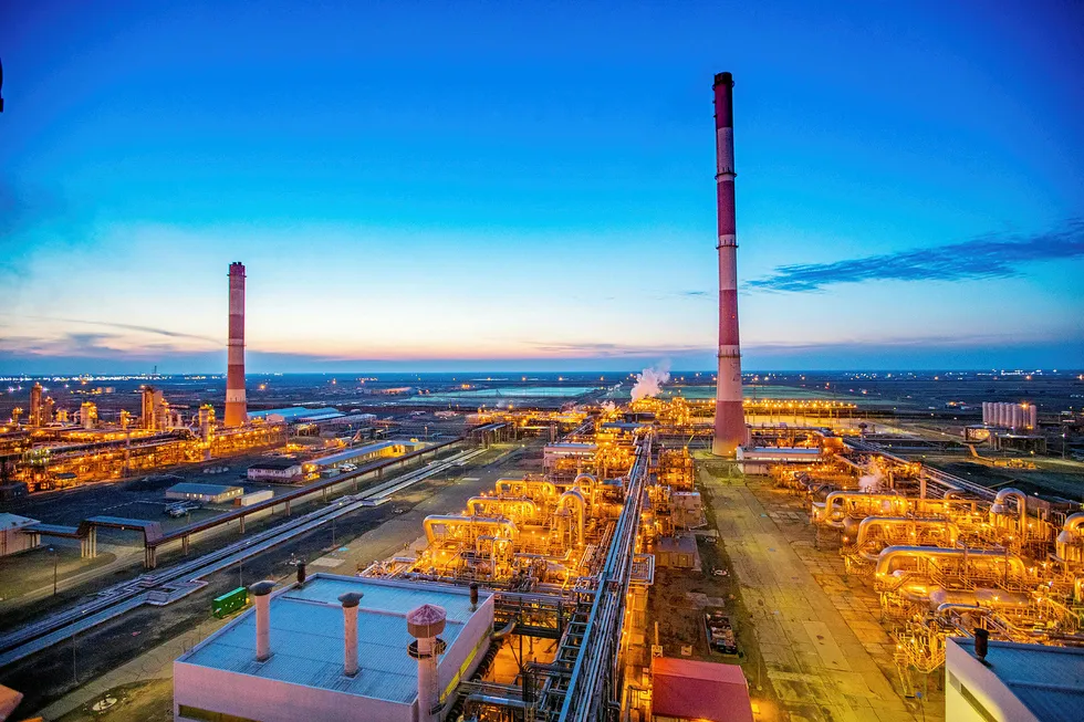 Ratings threat: sour gas processing facilities at the Tengiz oilfield in Kazakhstan
