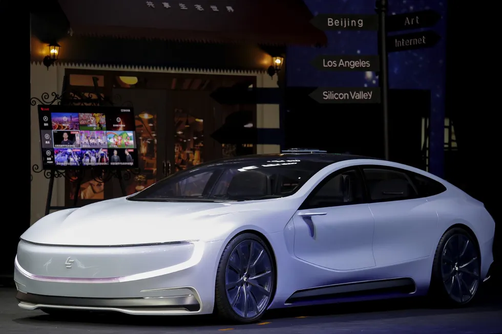 Det kinesiske selskapet Le Holdings viste nylig frem den første prototypen på den elektriske bilen LeSEE Foto: Damir Sagolj/Reuters/NTB Scanpix