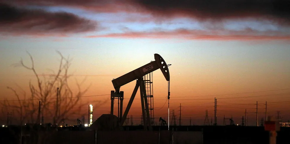 An oil pumpjack in Andrews, Texas.