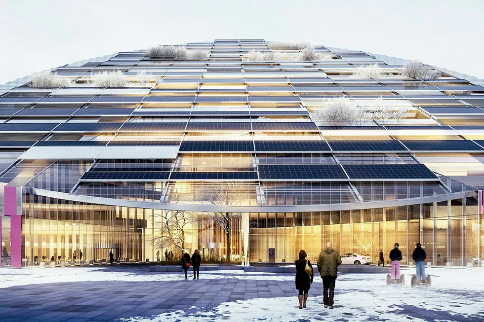 Arkitektkontoret Wingårdhs prosjektforslag «E = mc²» for Statoils nye kontorbygg på Forus. Foto: Wingårdhs /Statoil