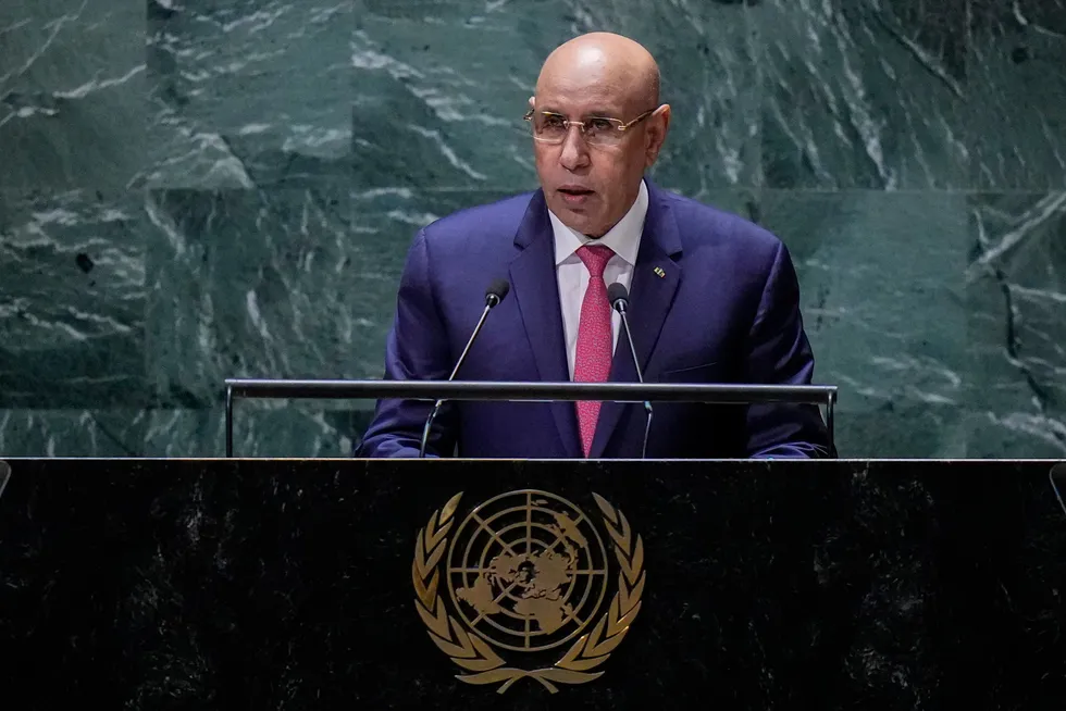 High hopes: Mauritania's President Mohamed Ould Ghazouani - a former military man - addressed the United Nations General Assembly in the US this week.