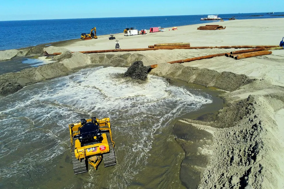 Protection: Restoration efforts under way on the Trinity-East barrier island offshore the US state of Louisiana