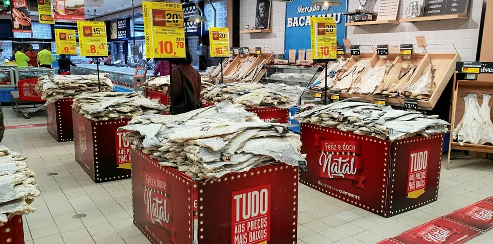 BRUKER MEST: Hvitfiskmarkedet Sjømatrådet bruker mest penger på neste år er Portugal. Her norsk klippfisk i en butikk i Portugal.