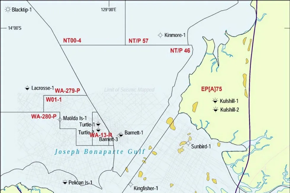 Onshore permit: the location of EP 386 in the Bonaparte basin