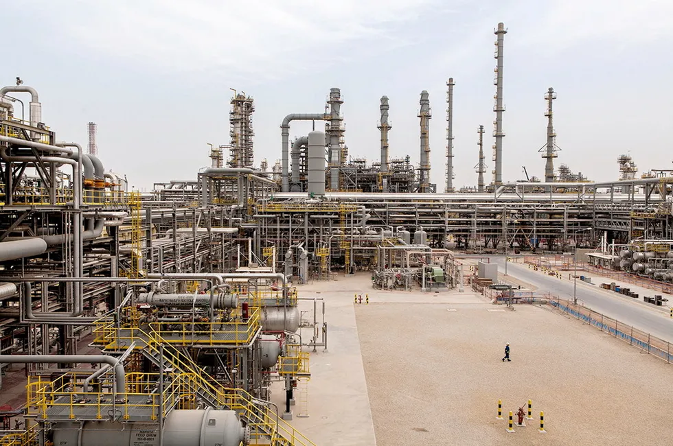 Steam methane reforming equipment at the giant Jubail oil refinery in Saudi Arabia.