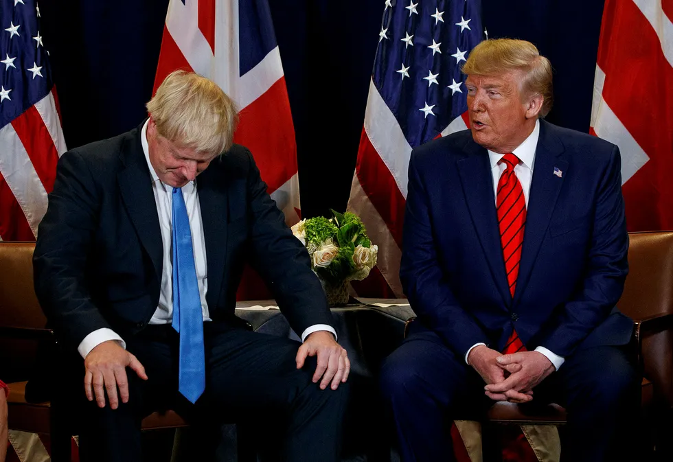 USAs president Donald Trump skjelte ut britenes statsminister Boris Johnson. Bildet er tatt ved en tildigere anledning.