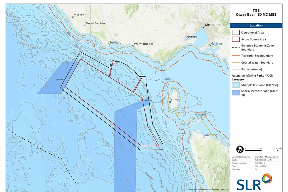 TGS' planned Otway basin seismic survey area.