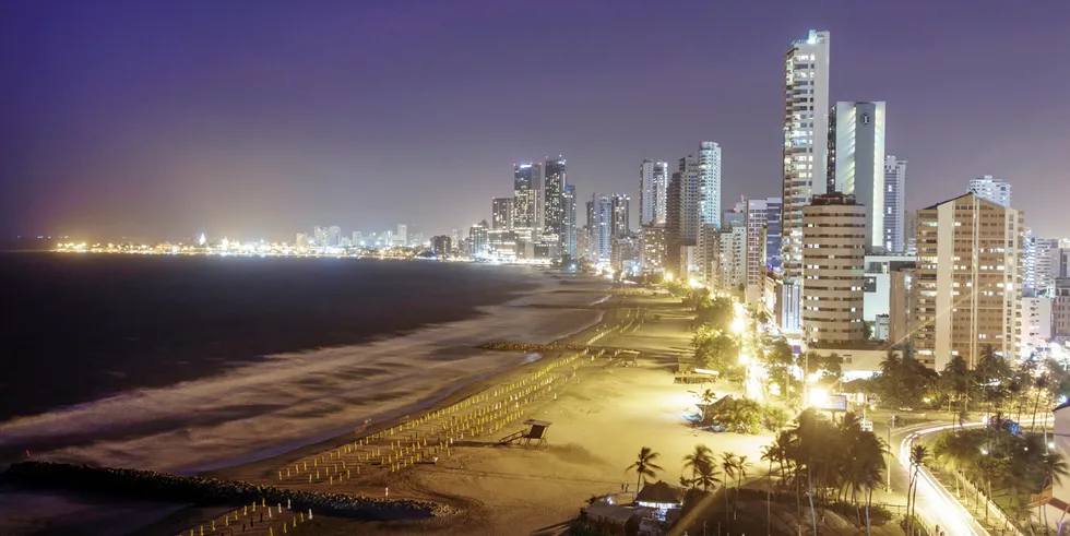 Bocagrande beach in Cartagena, one of the biggest load centres on Colombia's Caribbean coast