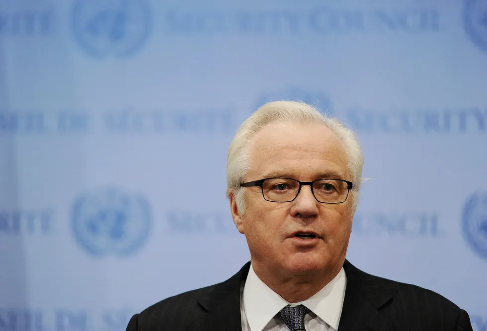 Russlands FN-ambassadør Vitalij Tsjurkin er død, bekrefter russiske myndigheter mandag. Foto: STAN HONDA / AFP / NTB Scanpix