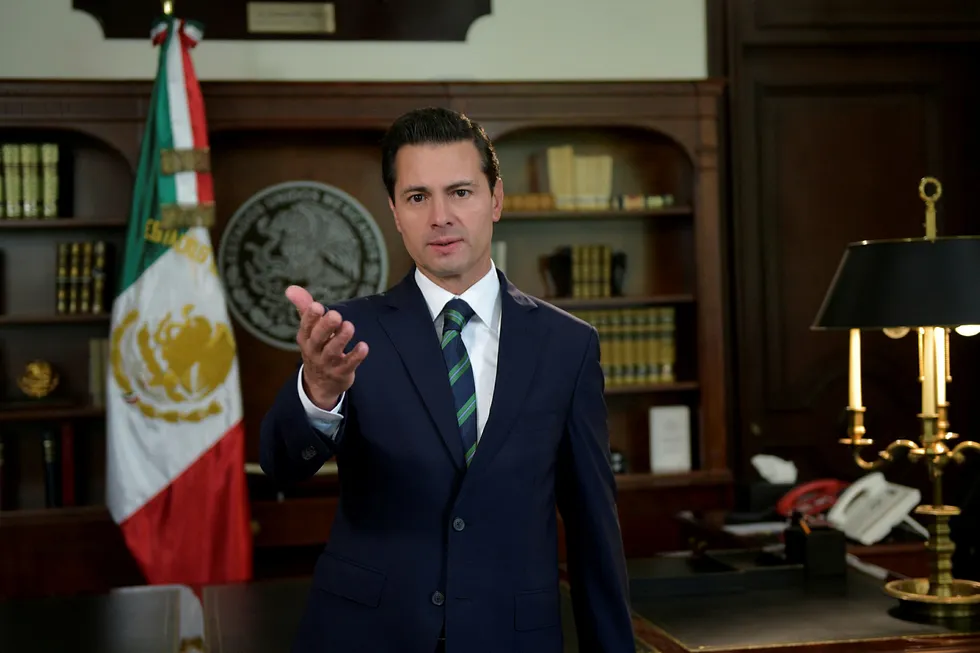 Mexicos president Enrique Pena Nieto med klar melding til USAs president Donald Trump. Foto: Mexico Presidency/Handout via Reuters/NTB Scanpix