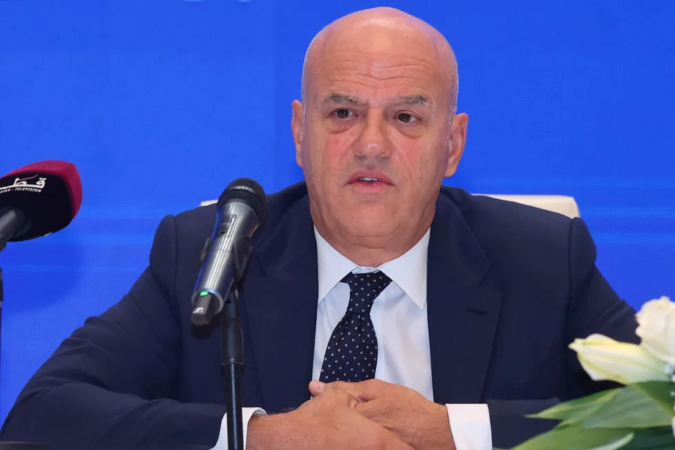 Results boost: Eni chief executive Claudio Descalzi speaking in Qatar in June 2022