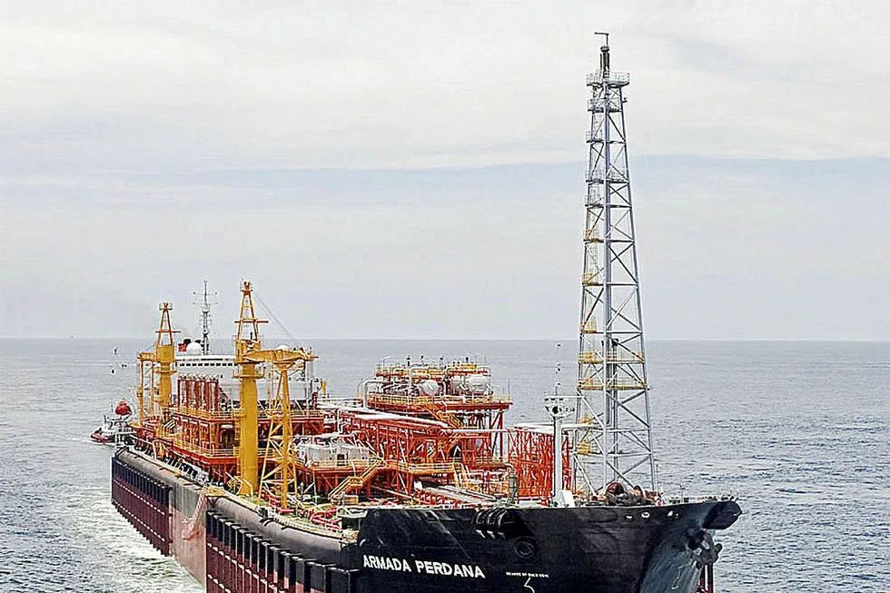 Flowing: oil allowed to flow into cargo tanks of Armada Perdana FPSO
