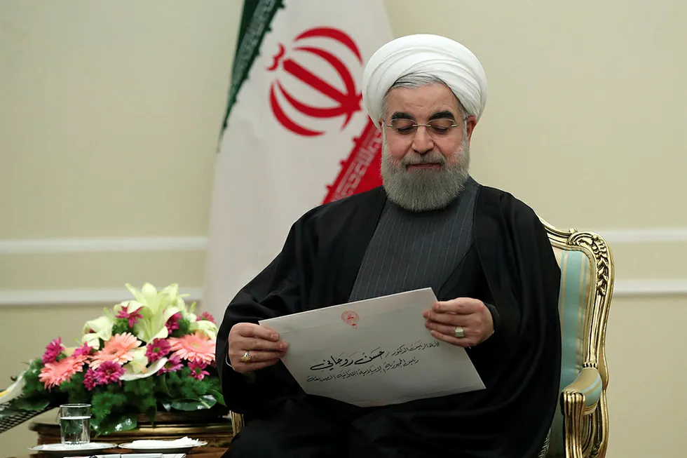 FNs sikkerhetsråd skal diskutere ny rakettoppskyting fra Iran. På bildet Irans president Hassan Rouhani. Foto: Iranian Presidency/AFP photo/NTB scanpix