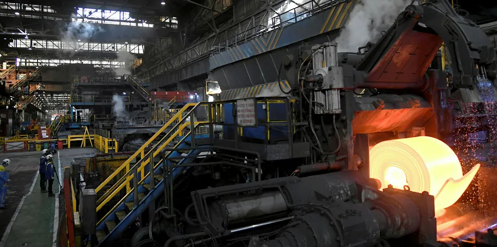 A steel rolling mill in the UK.