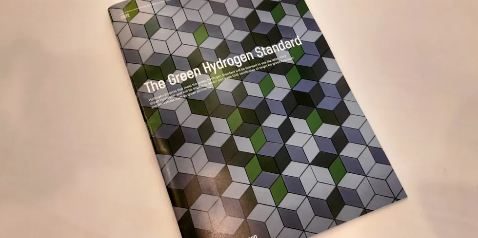 The new Green Hydrogen Standard issued by GH2, in printed form.