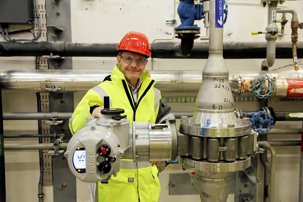 Testing ground: Hi Flo founder Erik Floberg tests his overrideable check valve at Equinor's Heroya facility