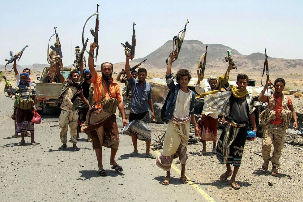 Kongsberg Gruppen ønsker ikke å kommentere opplysninger om at en part i Jemen-krigen har lagt ut bilder og video av det som skal være militærutstyr fra selskapet. Foto: Saleh Al-Obeidi/AFP photo/NTB Scanpix