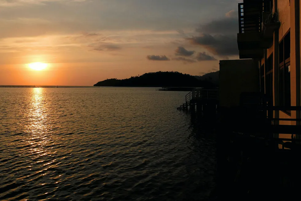 Improved viability: sunset on the coast of Kalimantan island, Indonesia