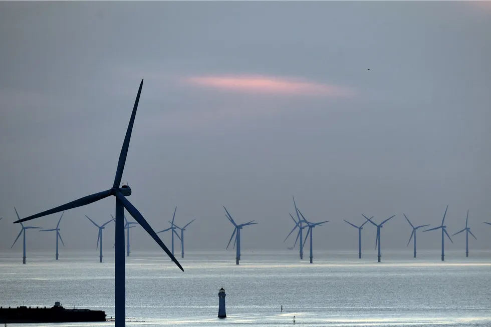 The Burbo Bank Offshore Wind Farm off the UK