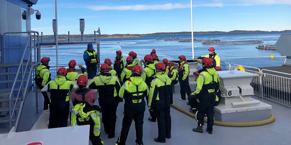 Glimt fra lokaliteten «Storskogøya», hvor publikum får et innblikk i hvordan norsk oppdrett foregår.