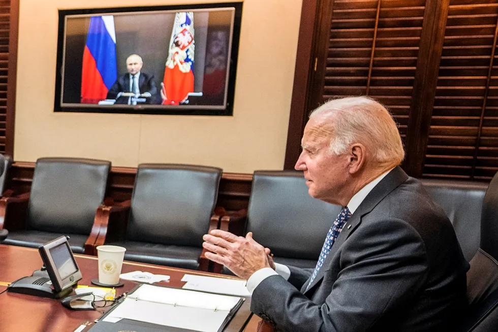 Broken communication: US President Joe Biden holds talks with Russia's President Vladimir Putin via a videolink from the Situation Room at the White House in Washington amid fears that Moscow prepares to attack Ukraine